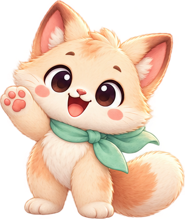 Cream kitten with mint scarf